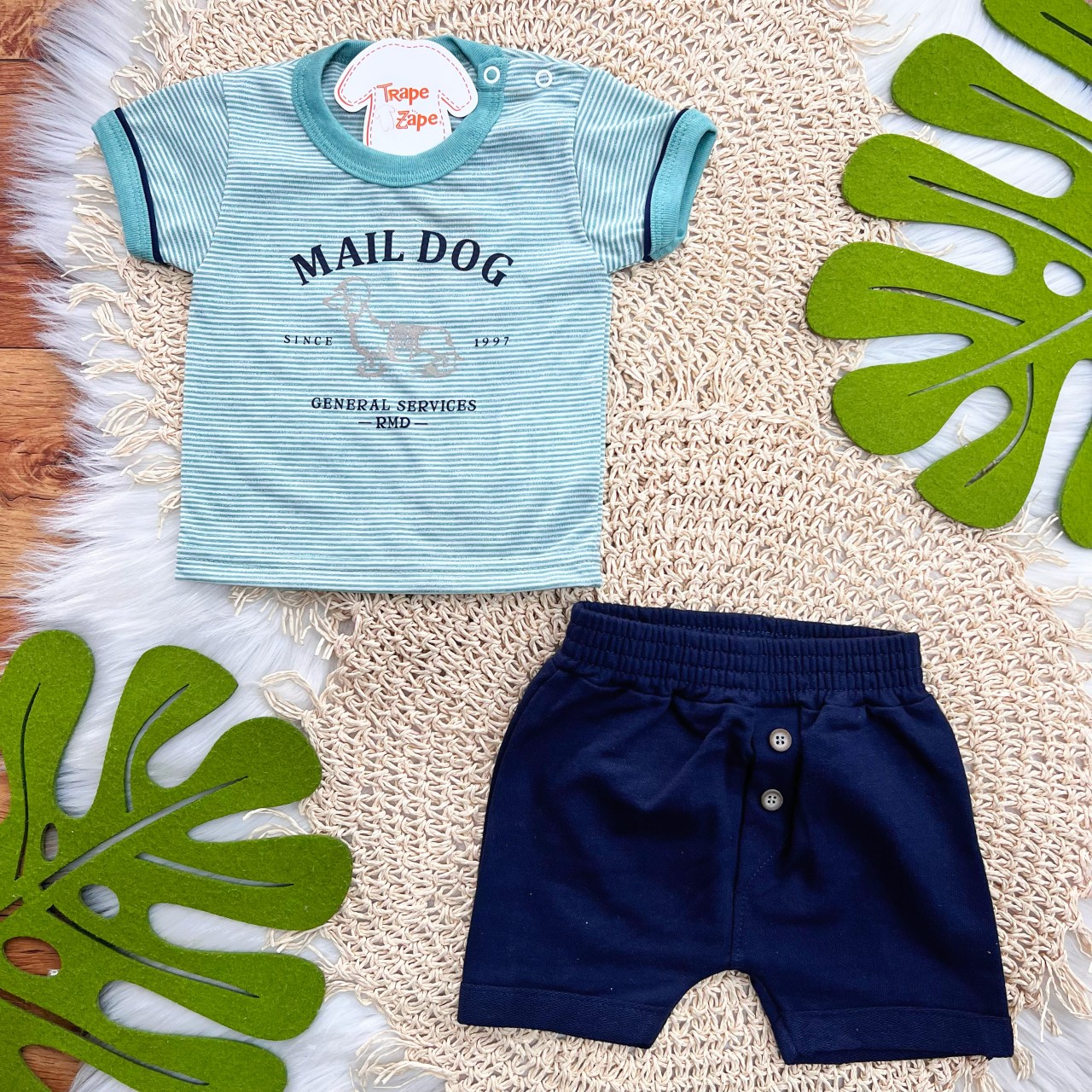 Conj. Camiseta Mail Dog e Bermuda - Verde
